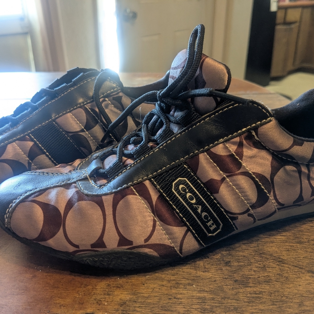 Coach Black and Brown Patterned Sneakers